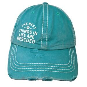 The Best Things Life Are Rescued Baseball Cap Blue One Size Kb Ethos Vintage